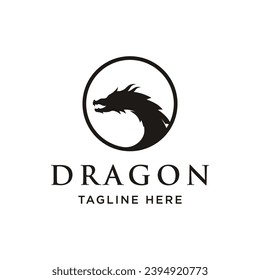 Logo fire dragon head and wings isolated background.