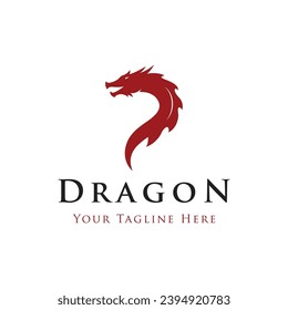 Logo fire dragon head and wings isolated background.