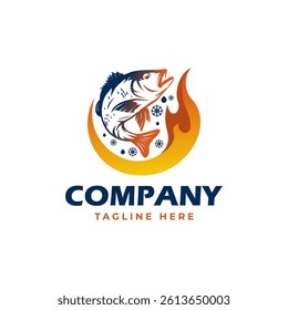 Logo with fire fish and snow illustration as a symbol