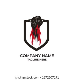 Puño De Incendio Del Logotipo Con Blindaje