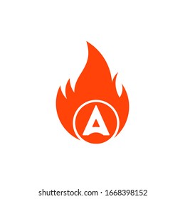 logo A fire flat vector icon template