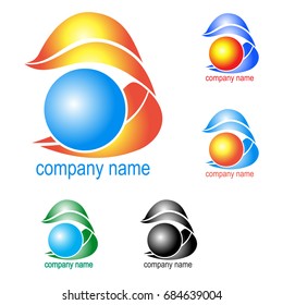 Logo, fire and ice, water and flame in different colors