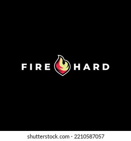 Logo con icono de fuego en el centro del nombre