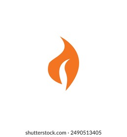 Logo fire or tail fox unique design minimalist with blank background
