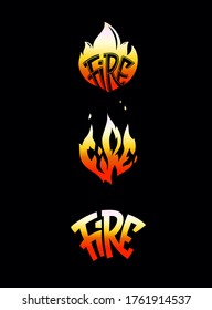 Logo "Fire" for your business. Vector image on a combination of words and images of fire.