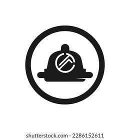 logo of a firefighter's helmet. Firefighters' helmet simple vector logo illustration for website design, isolated on white