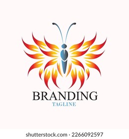 El logo de la mariposa de ala de fuego, donde el fuego es un símbolo de un espíritu fuerte,