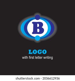 Logo with first letter writing. Dark blue and light blue ellipse logo. In it can be affixed with the first letter of a word. Vector logos can be used for trademarks.