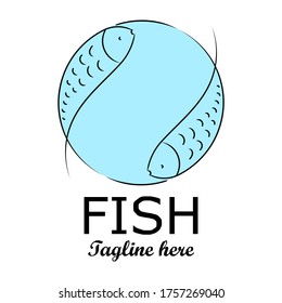 Logo para el negocio de los peces. Logotipo del vector de pescado.
