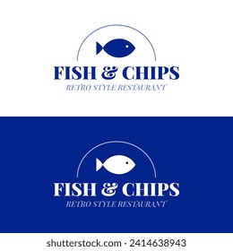 Restaurante Con Estilo Retro De Pescado Y Chips Con Logo