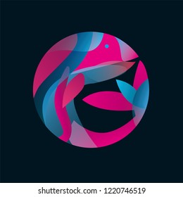 logo fish colorful vector