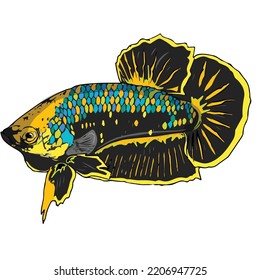 Logo Fish, Logo Design Silhouette style, colorfull fish, Batik Fish art Ilustration