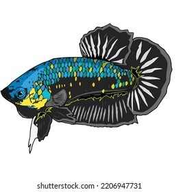 Logo Fish, Logo Design Silhouette style, colorfull fish, Batik Fish art Ilustration