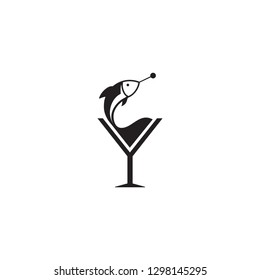 logo fish drink icon vector