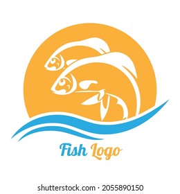 logo of a fish, fishing or fish restaurant. Flat style.