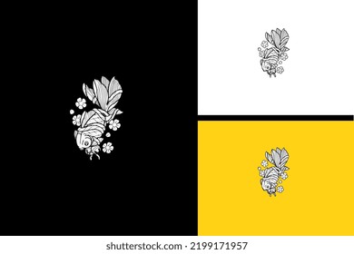 logo fish japan vector line art design