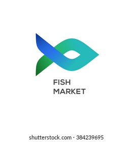 Logo of fish market, seafood label and badge, vector illustration.
