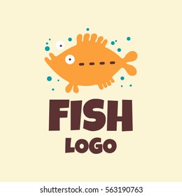 Logo with a fish on a light background in vector.