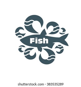 Logo Fish on a white background, vector format. For fish shops.