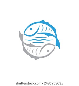 Logo fish seafood badge vector