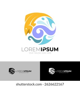 logo of fish swimming in water and forming a circle
