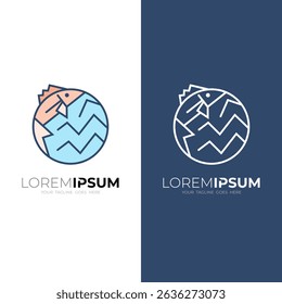 logo of fish swimming in water using line style, fish and sea logos