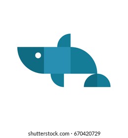Logo fish vector shark for your business in a geometric abstract flat style art