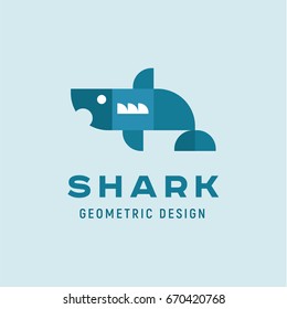 Logo fish vector shark for your business in a geometric abstract flat style art