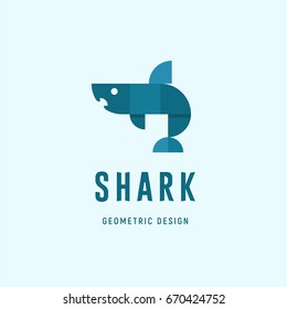 Logo fish vector shark for your business in a geometric abstract flat style art