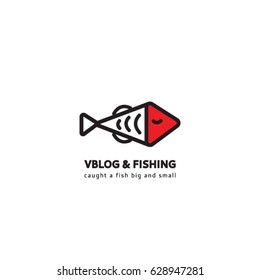 Logo fish. Vector logo for a video blog about fishing. Vector fish