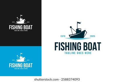 Logo of fishing boat logo design template vector illustration