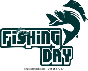 
logo with fishing day writing with a combination of fish designs for fishing fans