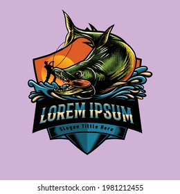 logo fishing mascot vector illustration