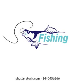 logo fishing wild salmon vector