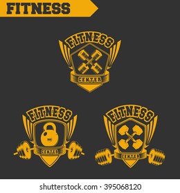 Logo for fitness and gym. Fitness center. Emblems, labels, badges, logos. Monochrome. Vector isolated. T-shirt design. Creative logo.