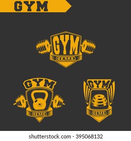 Logo for fitness and gym. Fitness center. Emblems, labels, badges, logos. Monochrome. Vector isolated. T-shirt design. Creative logo.