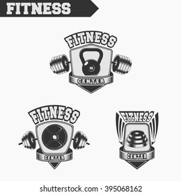 Logo for fitness and gym. Fitness center. Emblems, labels, badges, logos. Monochrome. Vector isolated. T-shirt design. Creative logo.