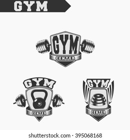 Logo for fitness and gym. Fitness center. Emblems, labels, badges, logos. Monochrome. Vector isolated. T-shirt design. Creative logo.