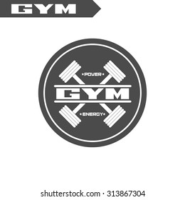 Logo for fitness, gym. Emblems, labels, badges, logos. Monochrome vector isolated. Flat design. Modern.