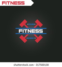 Logo for fitness, gym. Emblems, labels, badges, logos. American color vector isolated. Flat design. Modern.
