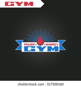 Logo for fitness, gym. Emblems, labels, badges, logos. American color vector isolated. Flat design. Modern.