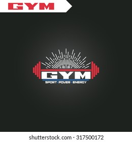 Logo for fitness, gym. Emblems, labels, badges, logos. American color vector isolated. Flat design. Modern.