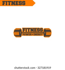 Logo for fitness, gym. Emblems, labels, badges, logos. Monochrome vector isolated. Flat design. Modern.