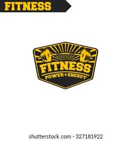 Logo for fitness, gym. Emblems, labels, badges, logos. Monochrome vector isolated. Flat design. Modern.