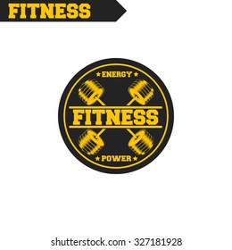 Logo for fitness, gym. Emblems, labels, badges, logos. Monochrome vector isolated. Flat design. Modern.