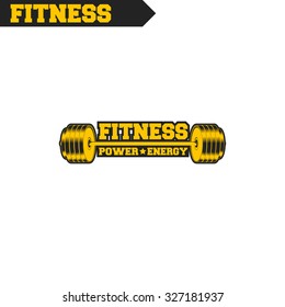 Logo for fitness, gym. Emblems, labels, badges, logos. Monochrome vector isolated. Flat design. Modern.