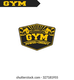Logo for fitness, gym. Emblems, labels, badges, logos. Monochrome vector isolated. Flat design. Modern.