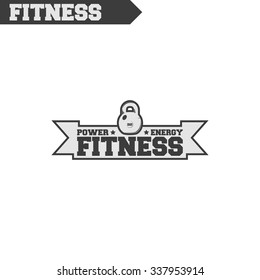 Logo for fitness, gym. Emblems, labels, badges, logos. Monochrome vector isolated. Flat design. Modern.