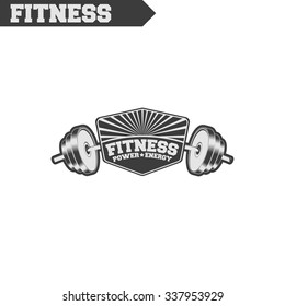 Logo for fitness, gym. Emblems, labels, badges, logos. Monochrome vector isolated. Flat design. Modern.