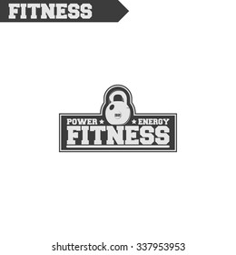 Logo for fitness, gym. Emblems, labels, badges, logos. Monochrome vector isolated. Flat design. Modern.